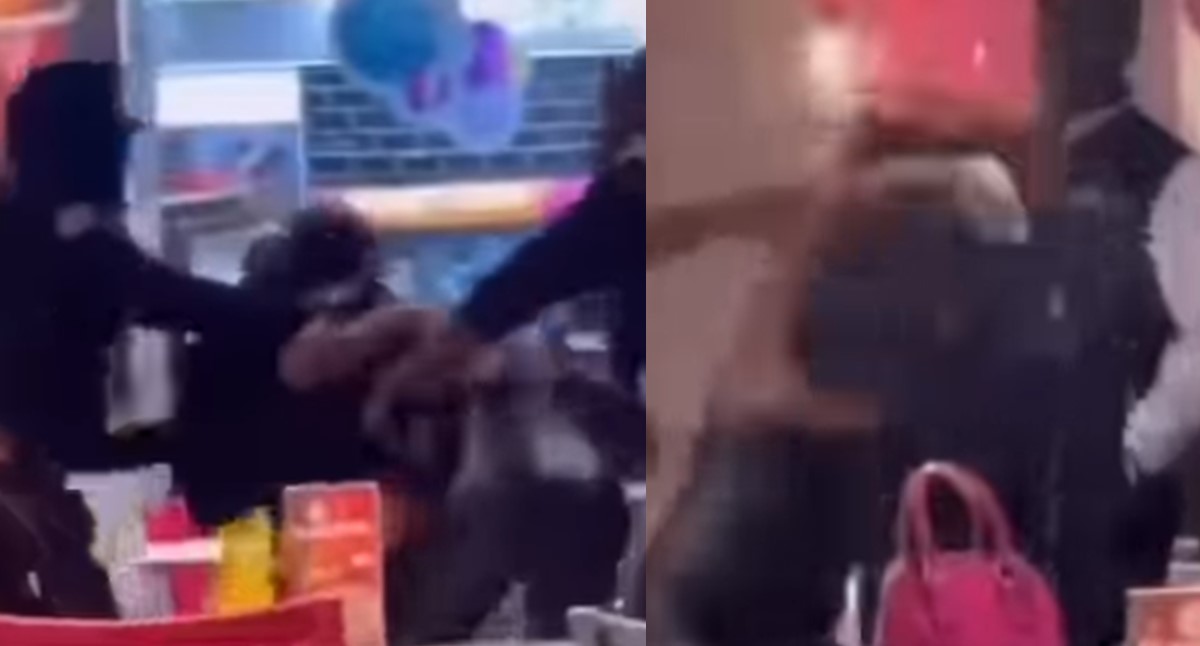 Two women strip each other while fighting over man at restaurant