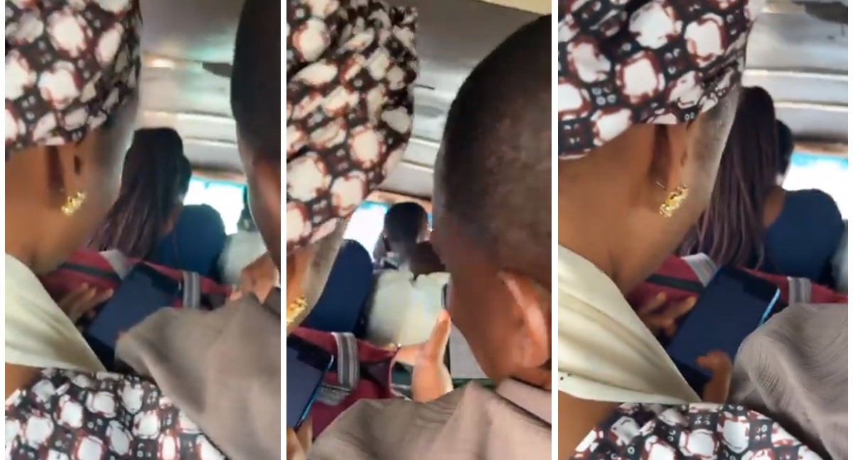 Passenger shocked as husband, wife play Sportybet inside bus (Video)