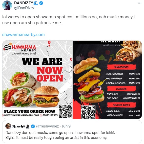 Rapper Dandizzy starts Shawarma business with his music earnings