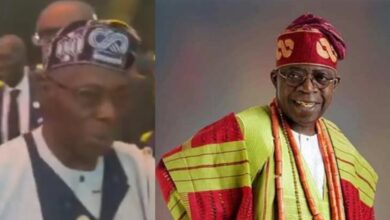 Obasanjo is seen wearing Tinubu’s signature cap