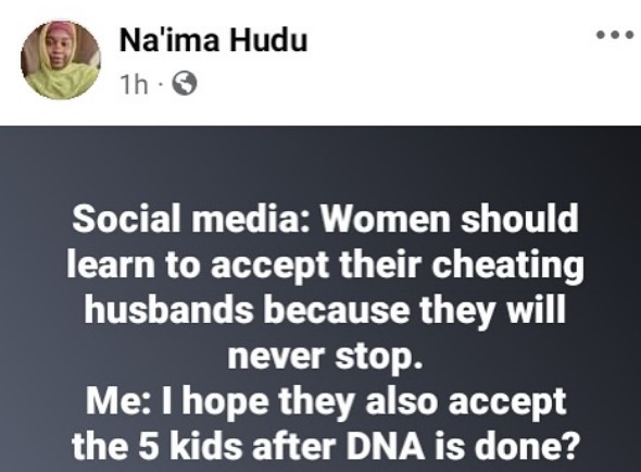 Men should learn to accept their kids irrespective of DNA result and vice versa - Hudu