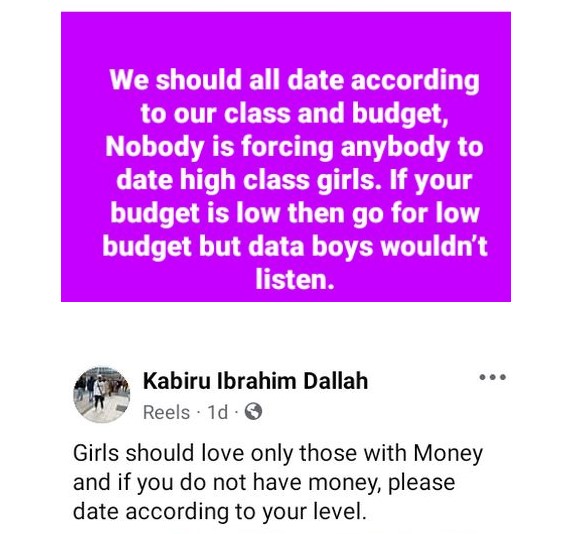 Men should date according to our budget and class - Nigerian man